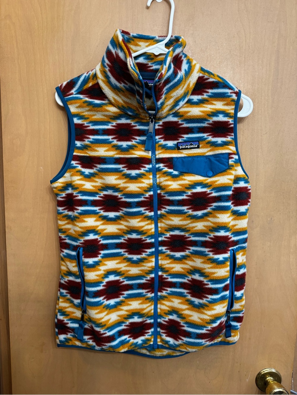 Patagonia Multicolor Fleece Vest - Blue, Yellow, Burgundy